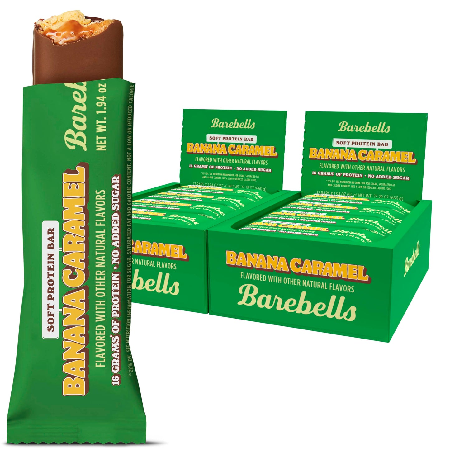 Barebells Protein Bars - Banana Caramel Soft Bar 12 Count 1.9oz Bars - Protein Snacks with High Protein - Chocolate Protein Bars - Perfect on The Go Protein Snack & Breakfast Bars (Soft Bars - Banana Caramel 12 Count (Pack of 2))