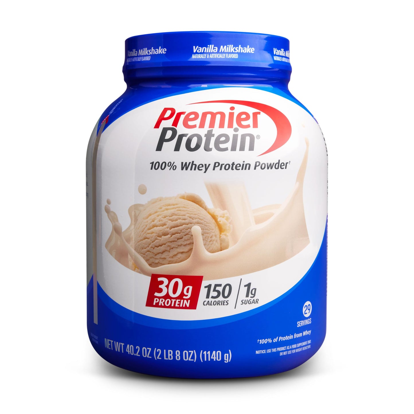 Premier Protein Protein Powder 30g Protein 1g Sugar No Soy Ingredients Gluten Free Vanilla Milkshake 29 Servings 40.2oz