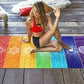 Printed Beach Towel with Colorful Yoga Mat and Shawl