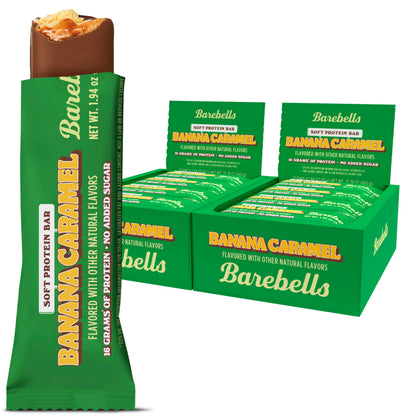 Barebells Protein Bars - Banana Caramel Soft Bar 12 Count 1.9oz Bars - Protein Snacks with High Protein - Chocolate Protein Bars - Perfect on The Go Protein Snack & Breakfast Bars (Soft Bars - Banana Caramel 12 Count (Pack of 2))