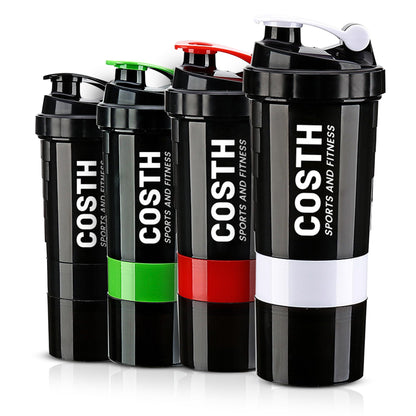 COSTH 17 Oz Multi-Compartment Shaker Bottle with 4-Pack Set | BPA-Free Leakproof Protein Mixer & Supplement Storage